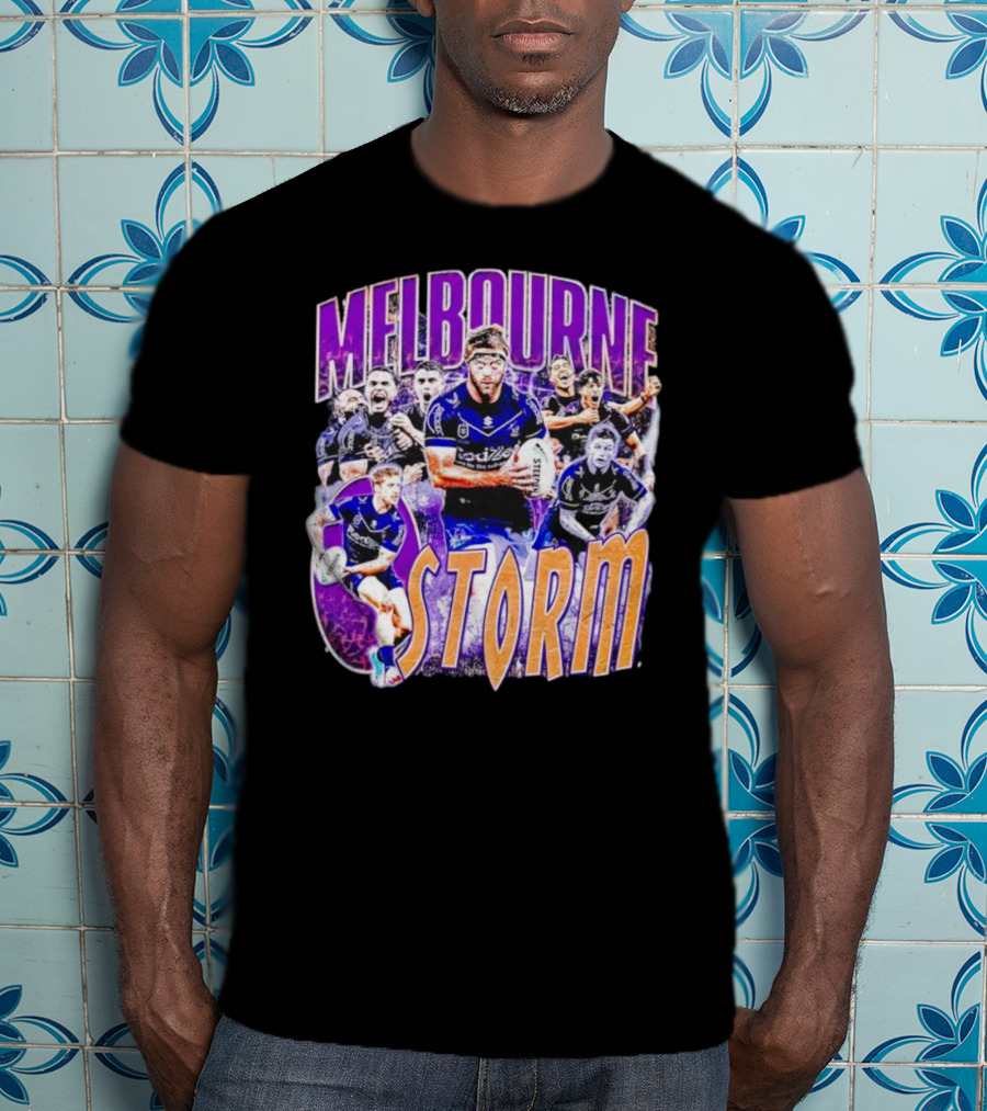 Melbourne Storm Nrl Team Action Collage T-Shirt