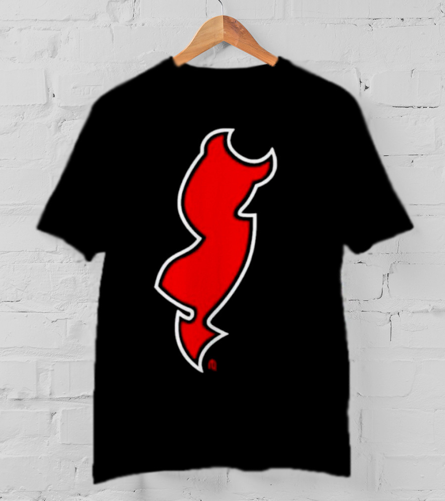 NJ Devils Inspired Red Silhouette Tail T-Shirt