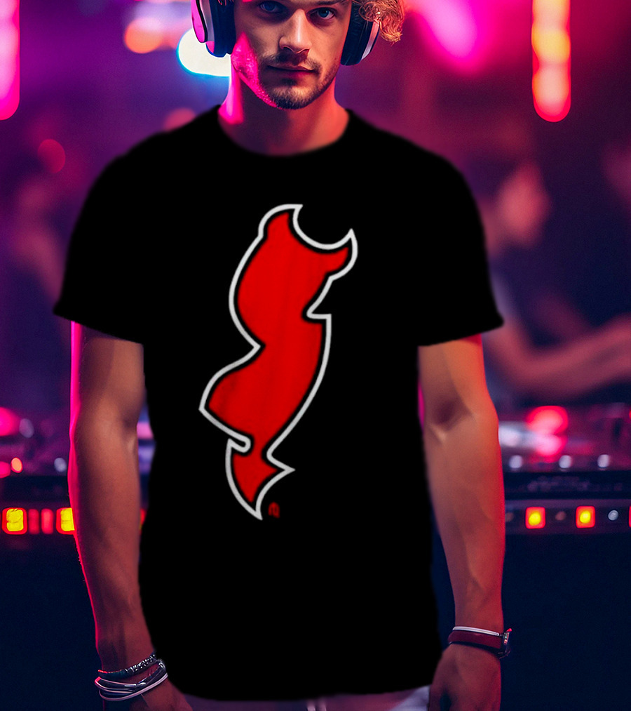 NJ Devils Inspired Red Silhouette Tail T-Shirt