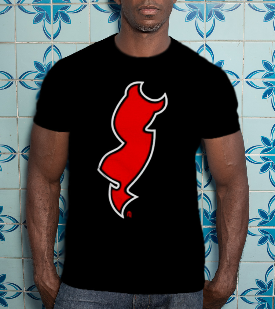NJ Devils Inspired Red Silhouette Tail T-Shirt