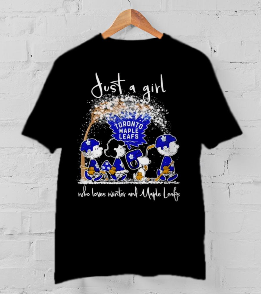 Just A Girl Who Loves Winter And Toronto Maple Leafs Peanuts T-Shirt