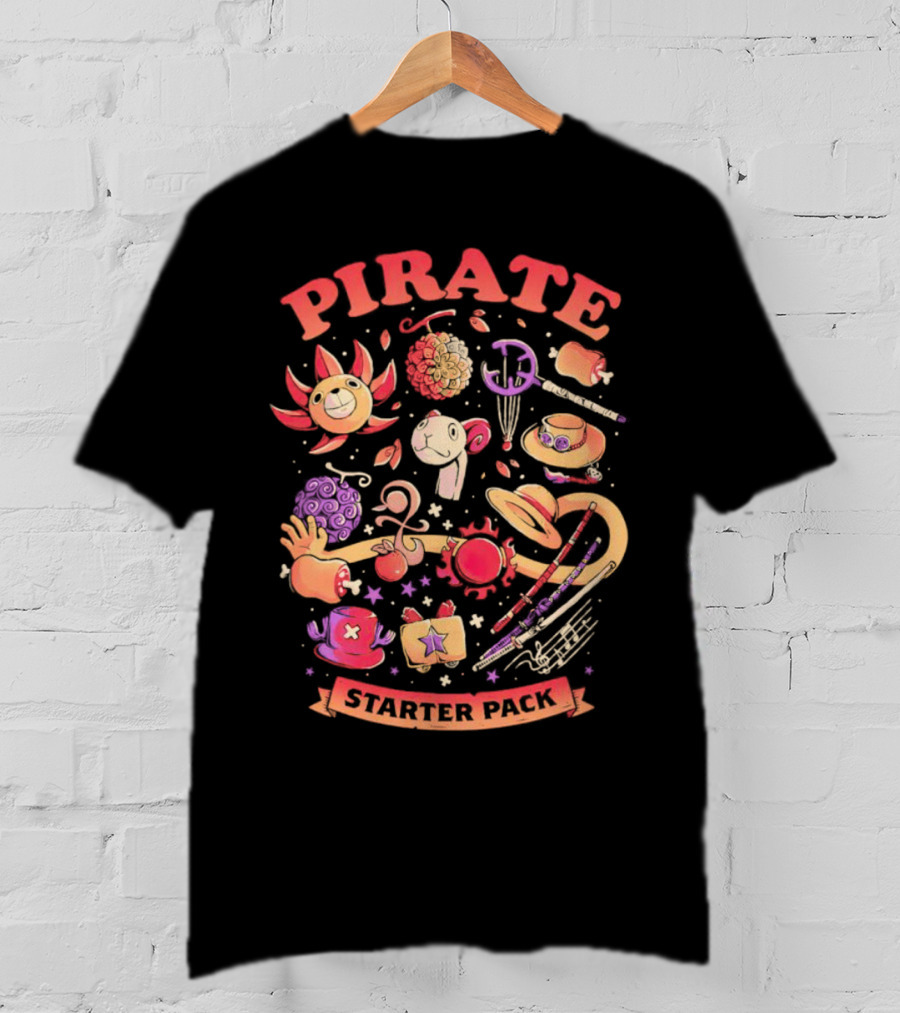 Pirate Starter Pack One Piece Treasure Jolly Roger Icons T-Shirt