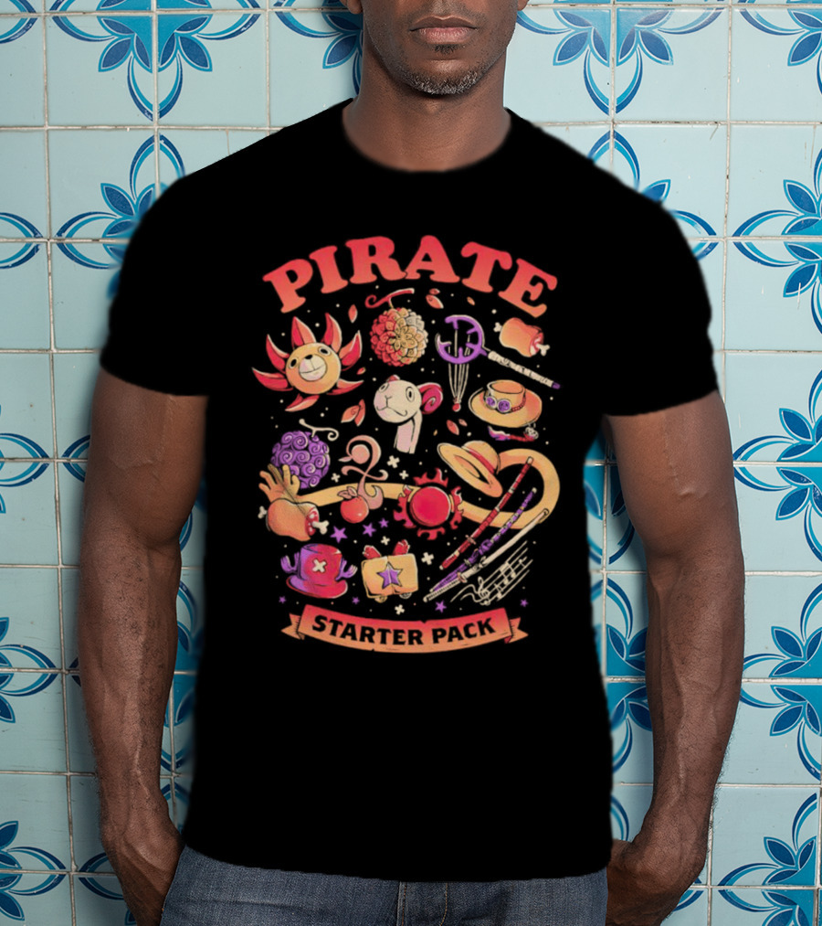 Pirate Starter Pack One Piece Treasure Jolly Roger Icons T-Shirt