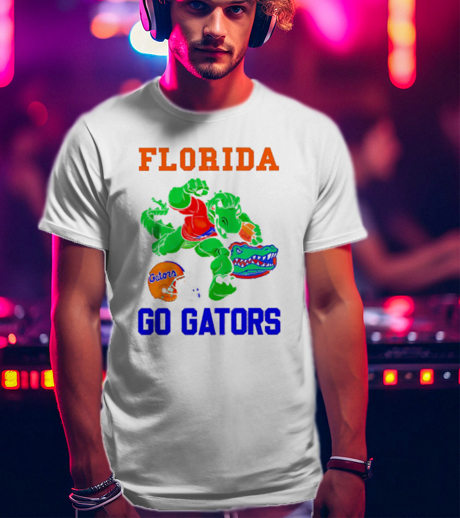 Florida Gators Go Gators Football Alligator With Gators Helmet T-Shirt