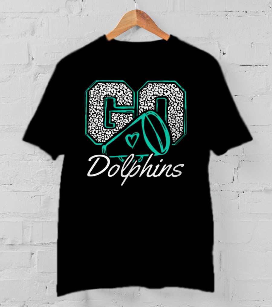 GO Dolphins Cheer Megaphone Heart T-Shirt