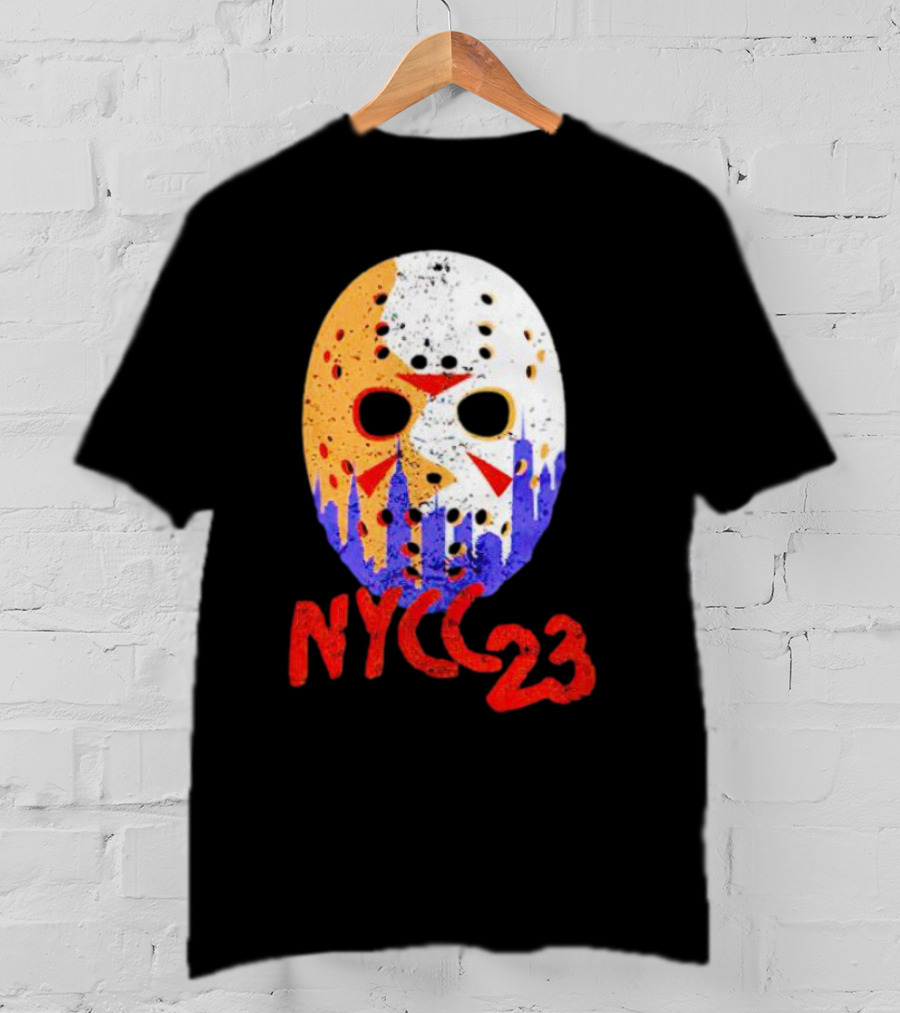 NYCC 23 Jason Voorhees Hockey Mask Skyline T-Shirt