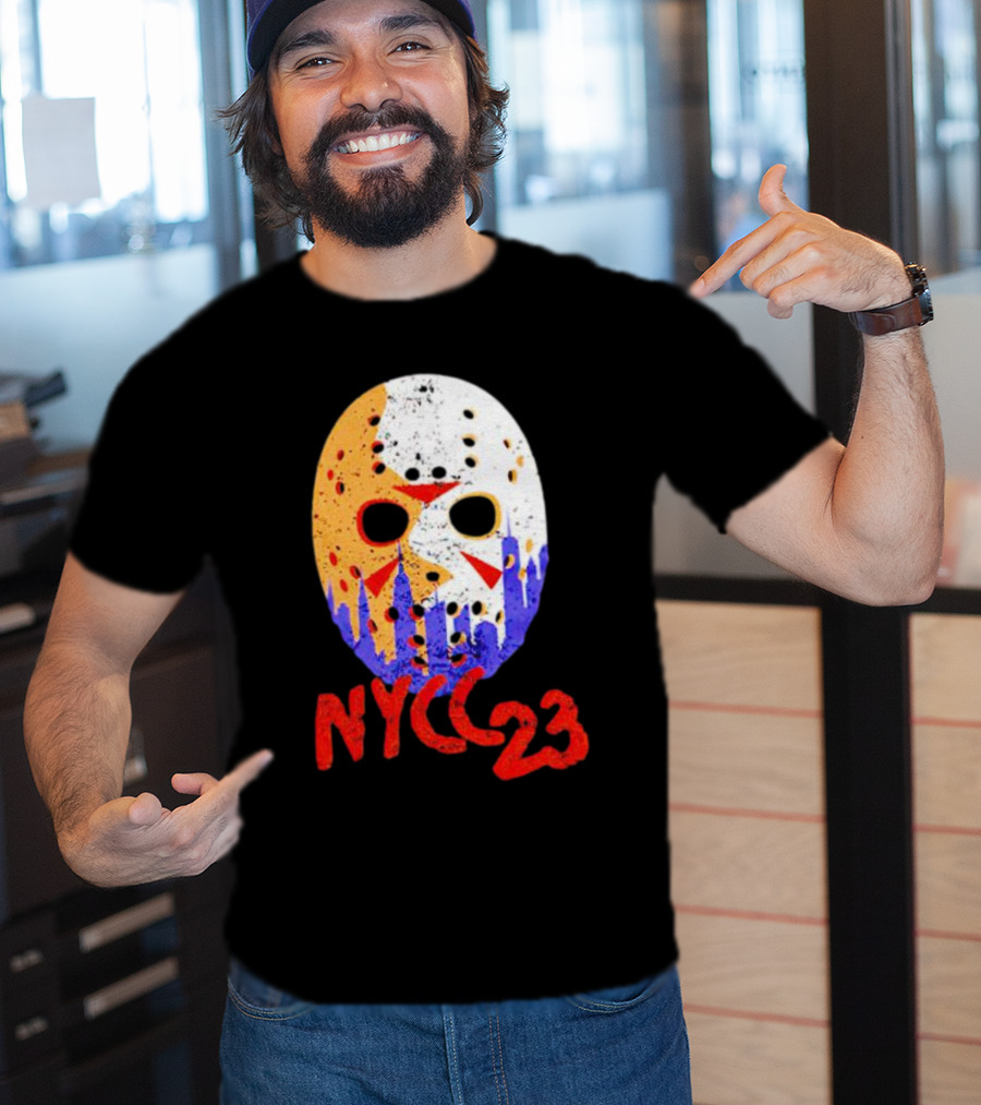 NYCC 23 Jason Voorhees Hockey Mask Skyline T-Shirt