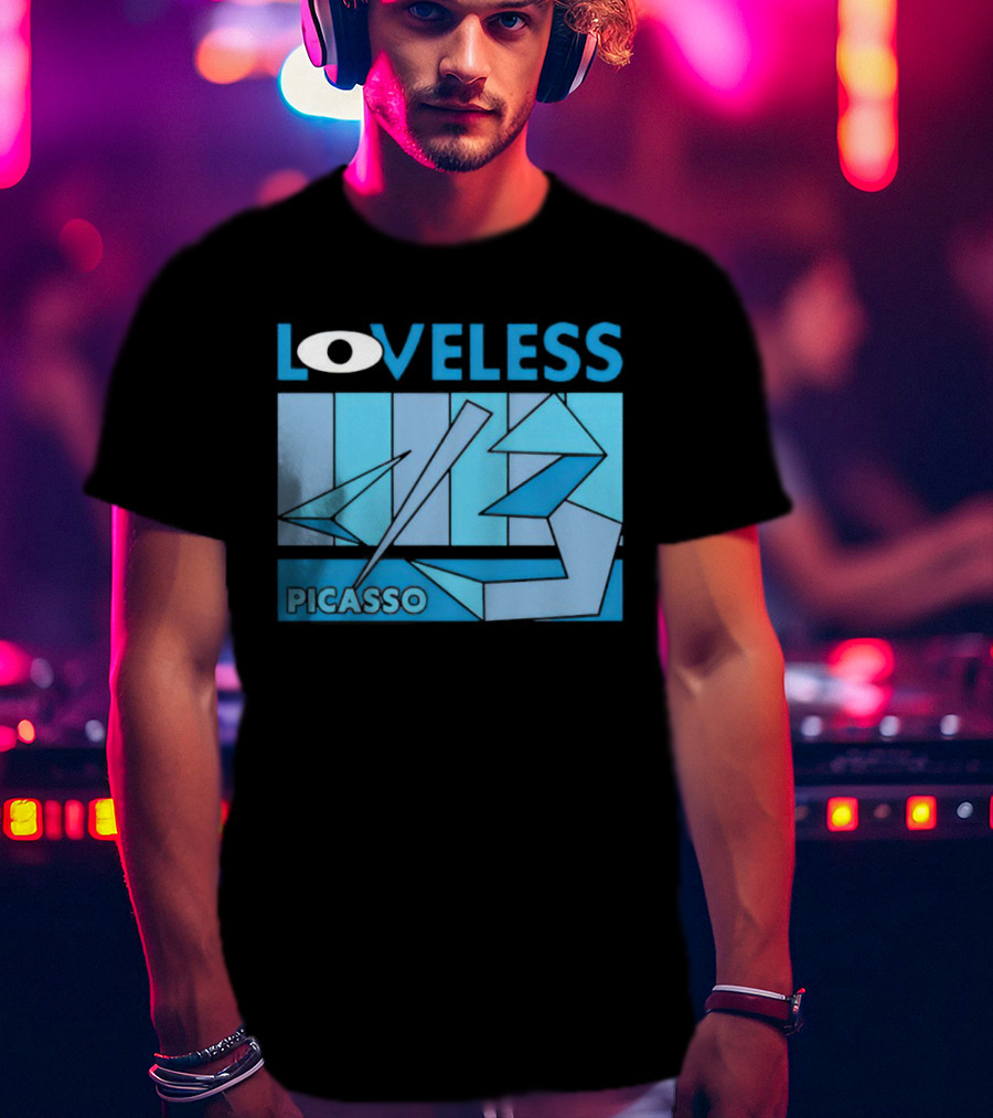 Loveless Picasso Abstract Eye Blue Geometric T-Shirt
