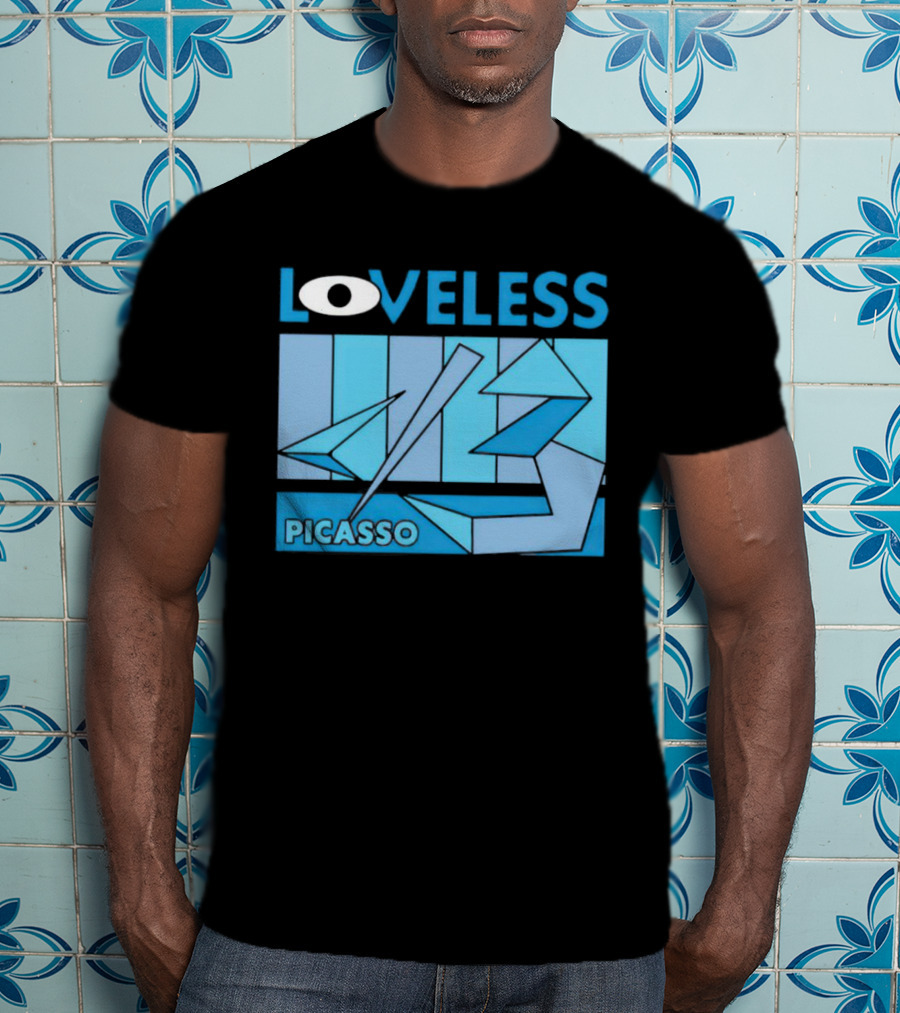 Loveless Picasso Abstract Eye Blue Geometric T-Shirt