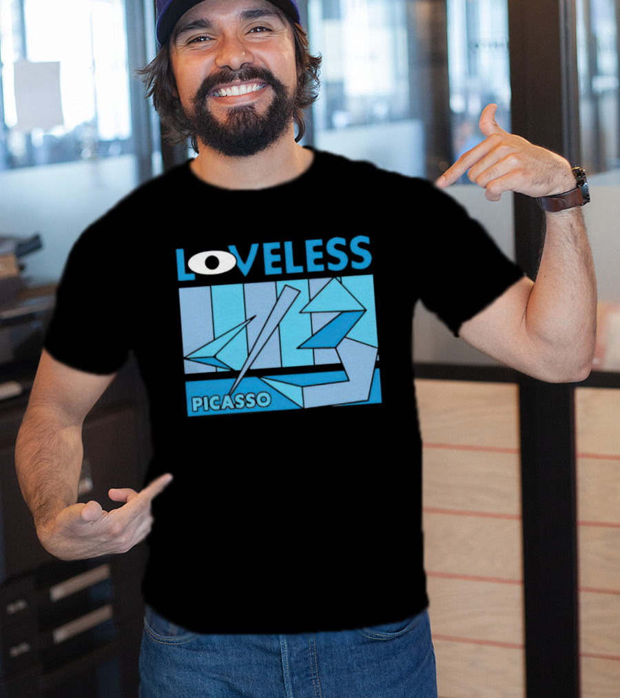 Loveless Picasso Abstract Eye Blue Geometric T-Shirt