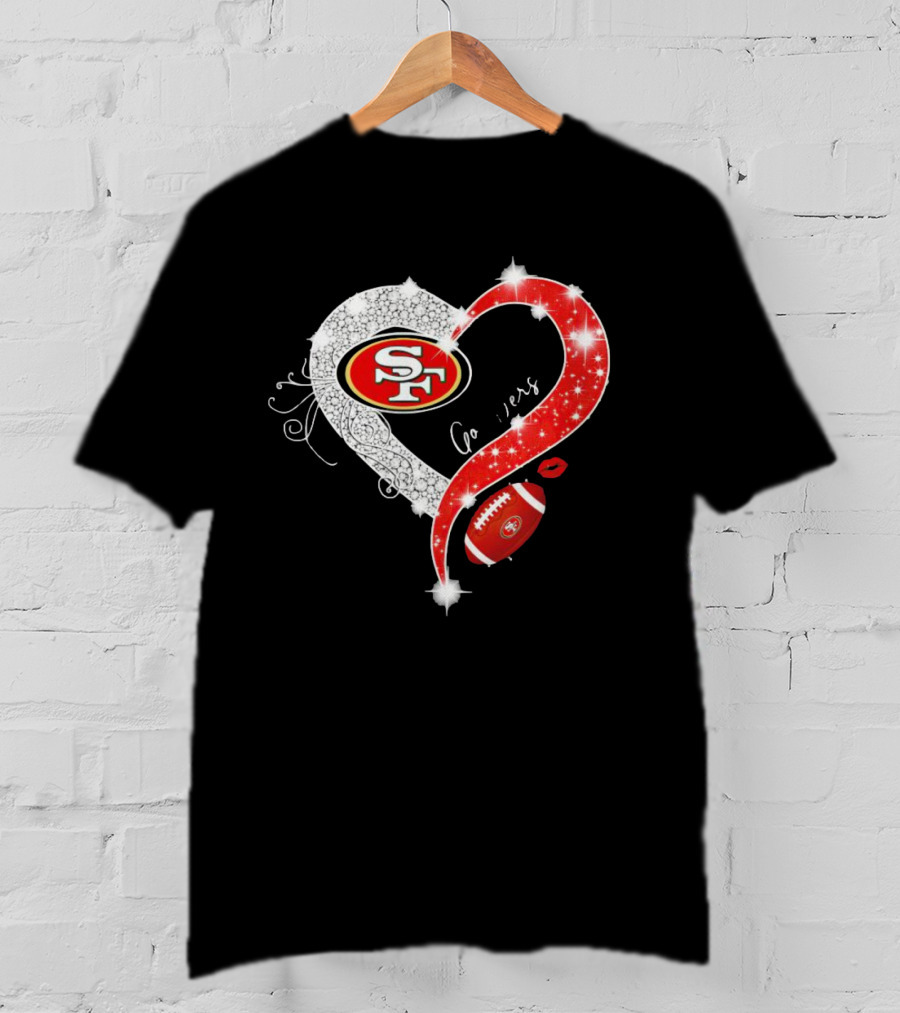 San Francisco 49ers Heart Diamond Blink Football 49ers T-Shirt