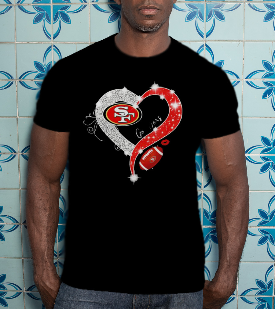 San Francisco 49ers Heart Diamond Blink Football 49ers T-Shirt