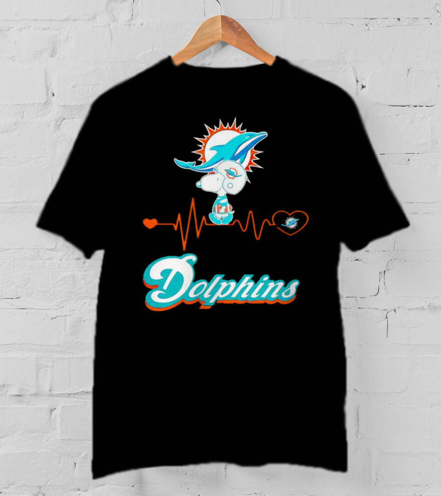 Snoopy Dolphins Heartbeat Miami Dolphins T-Shirt