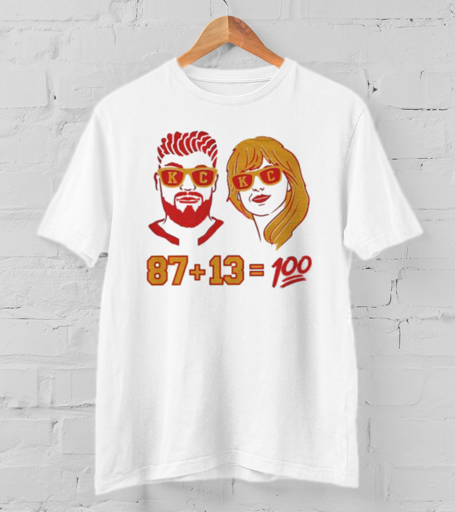 87+13=100 KC Sunglasses Red And Yellow T-Shirt