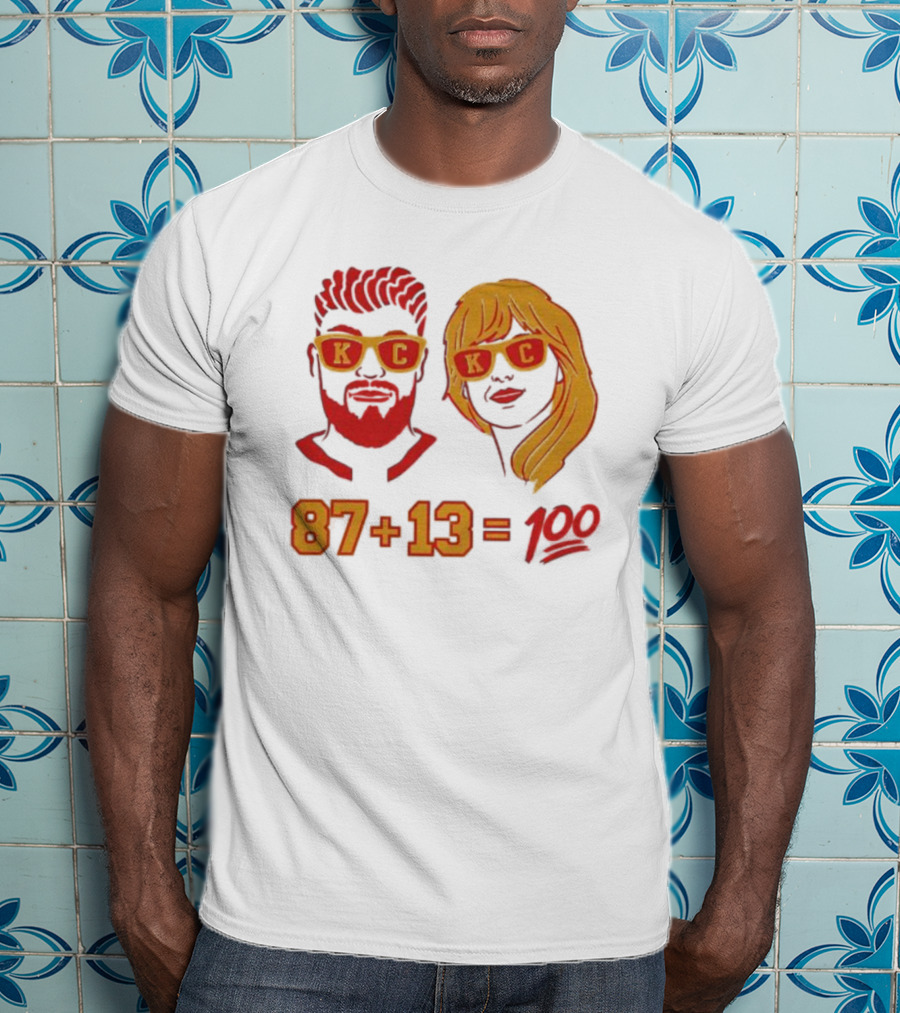 87+13=100 KC Sunglasses Red And Yellow T-Shirt