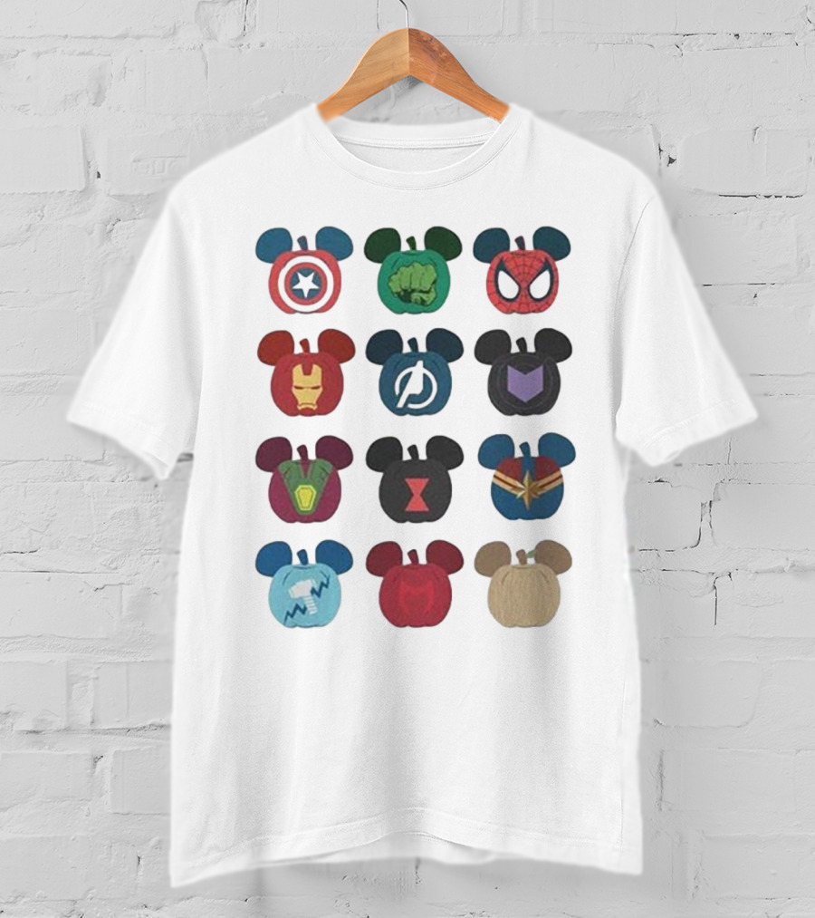Avengers Superhero Mickey Mouse Pumpkin Icons T-Shirt