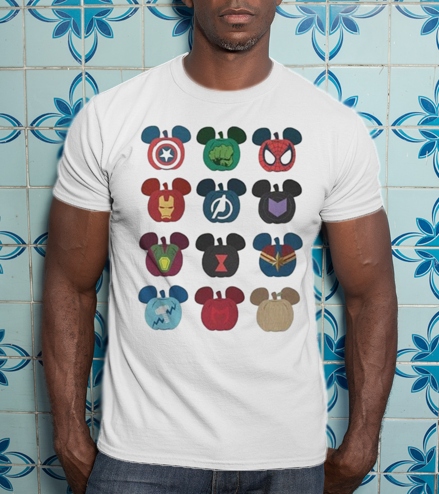 Avengers Superhero Mickey Mouse Pumpkin Icons T-Shirt