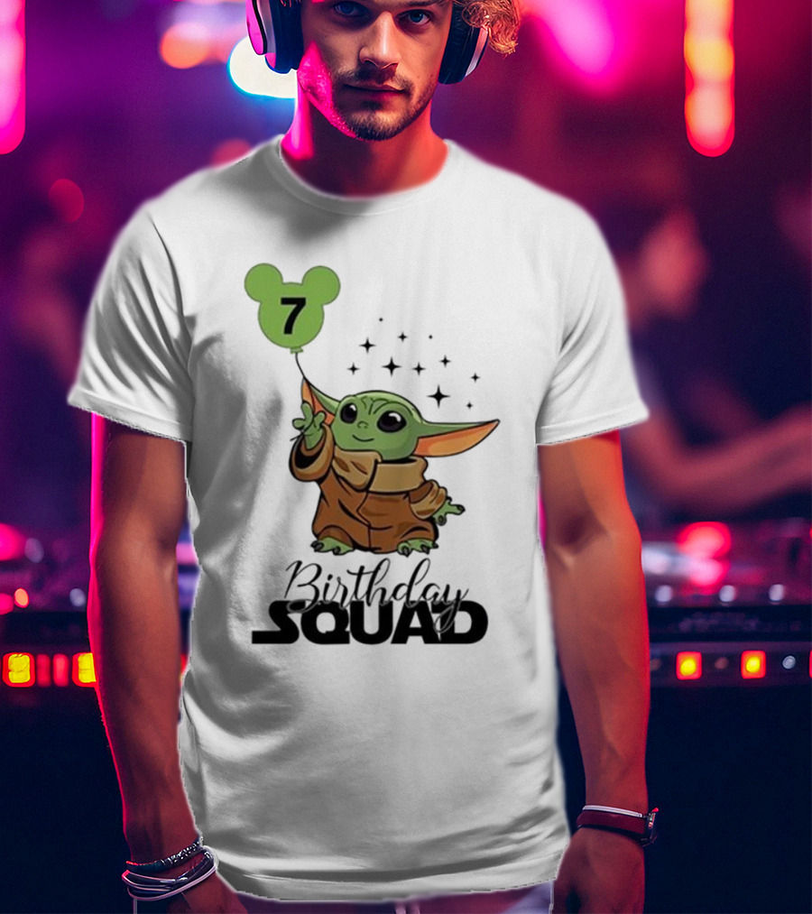 Baby Yoda Star Wars Birthday Squad 7 T-Shirt