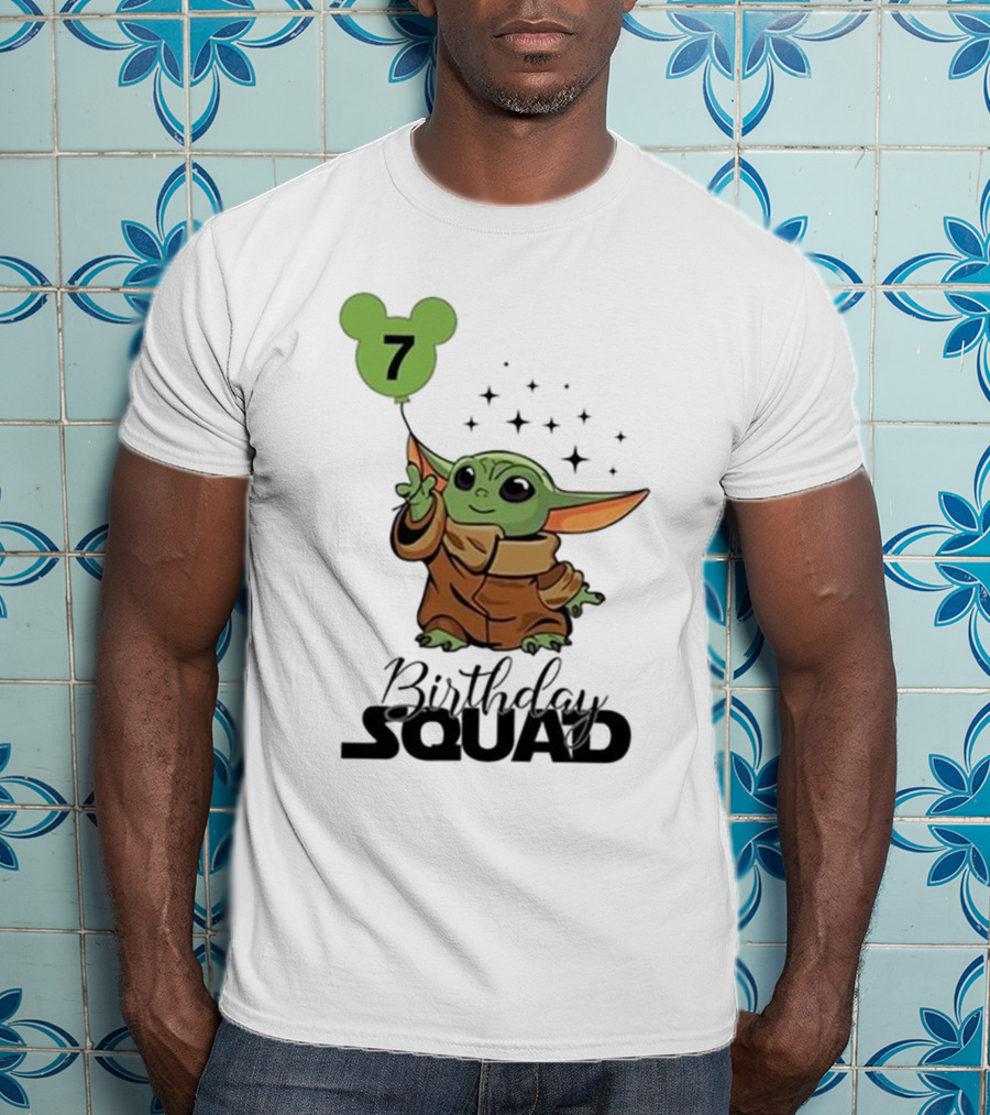Baby Yoda Star Wars Birthday Squad 7 T-Shirt