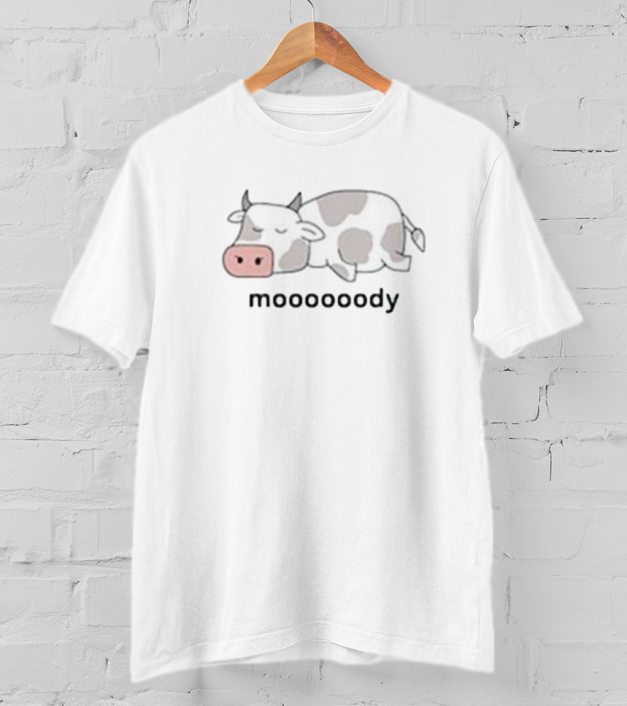 Moooooody Cow Sleeping Cute Cartoon T-Shirt