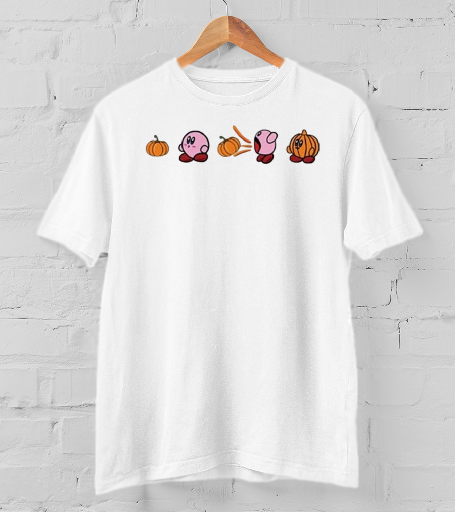 Kirby Pumpkin Funny Fall Halloween Transformation Sequence T-Shirt