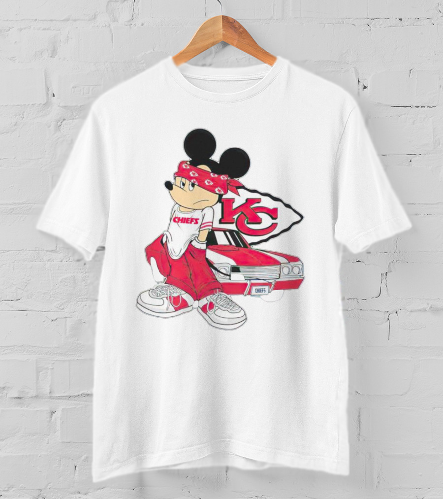Mickey Mouse Chiefs KC Car Posing Kansas City Chiefs T-Shirt