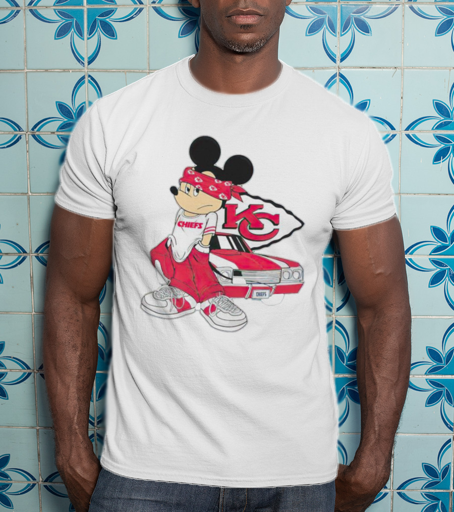 Mickey Mouse Chiefs KC Car Posing Kansas City Chiefs T-Shirt