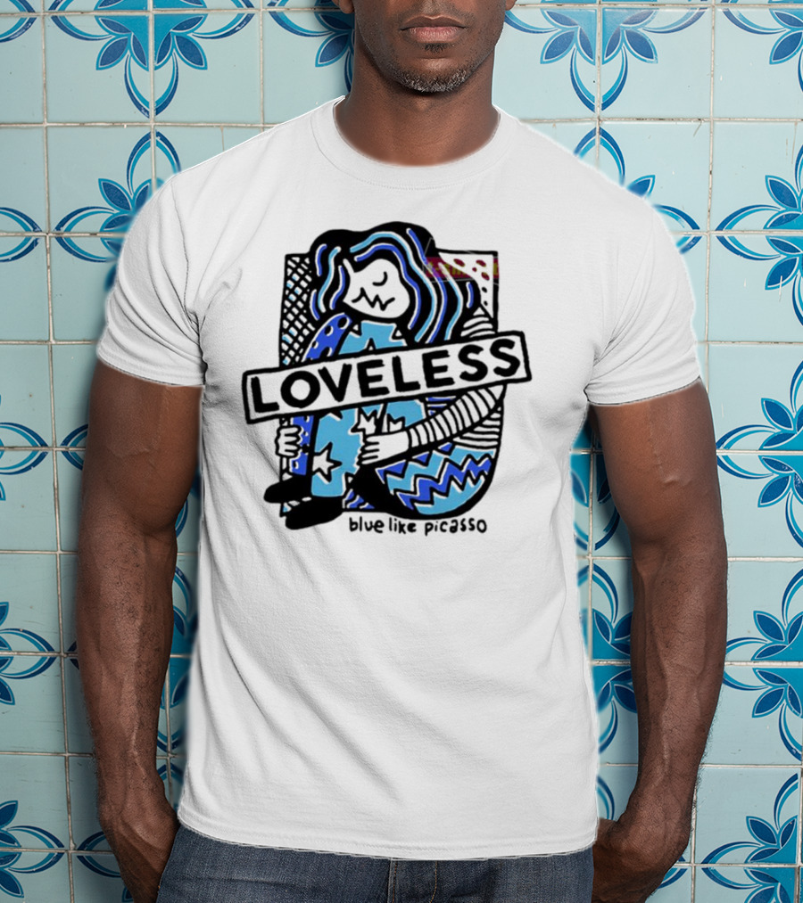 Loveless Blue Like Picasso Stars And Zigzags T-Shirt