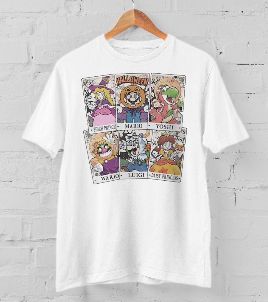 Halloween Super Mario Tarot Cards Peach Luigi Yoshi Wario Daisy T-Shirt