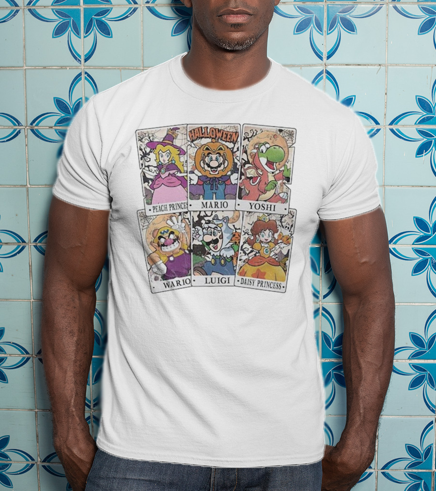 Halloween Super Mario Tarot Cards Peach Luigi Yoshi Wario Daisy T-Shirt