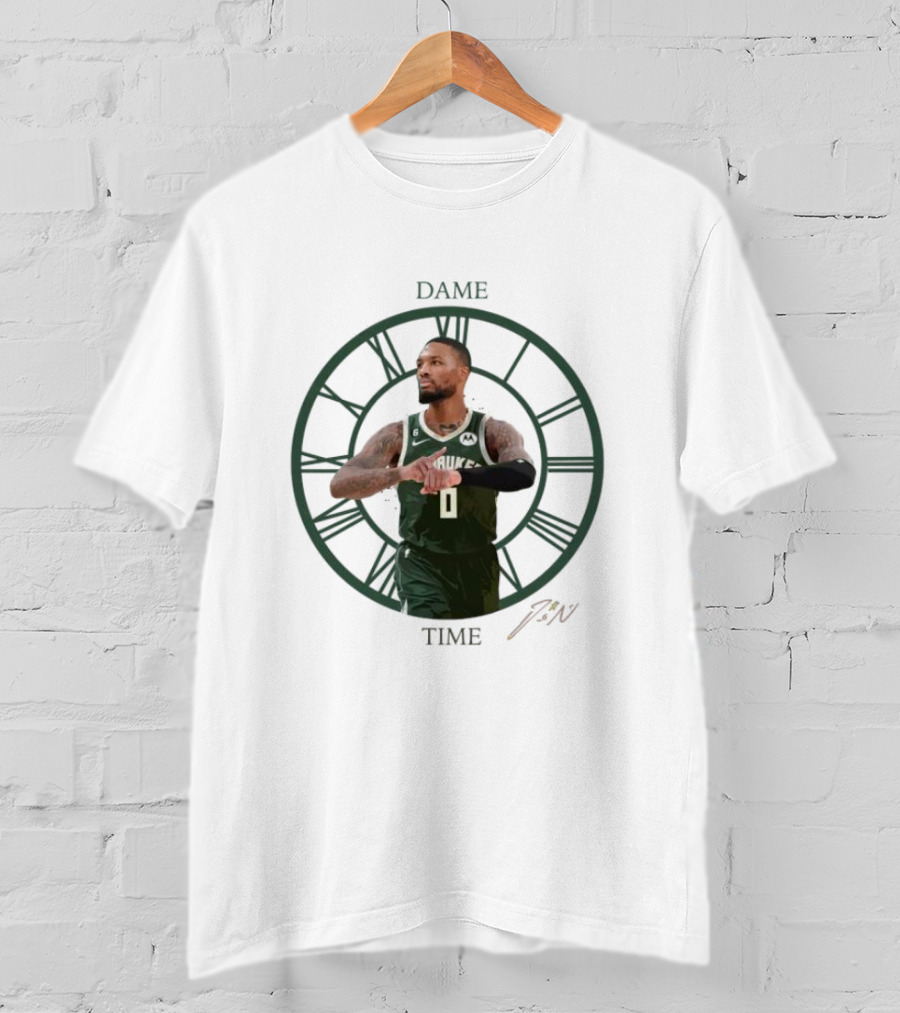 Dame Time Damian Lillard Signature Milwaukee Bucks T-Shirt