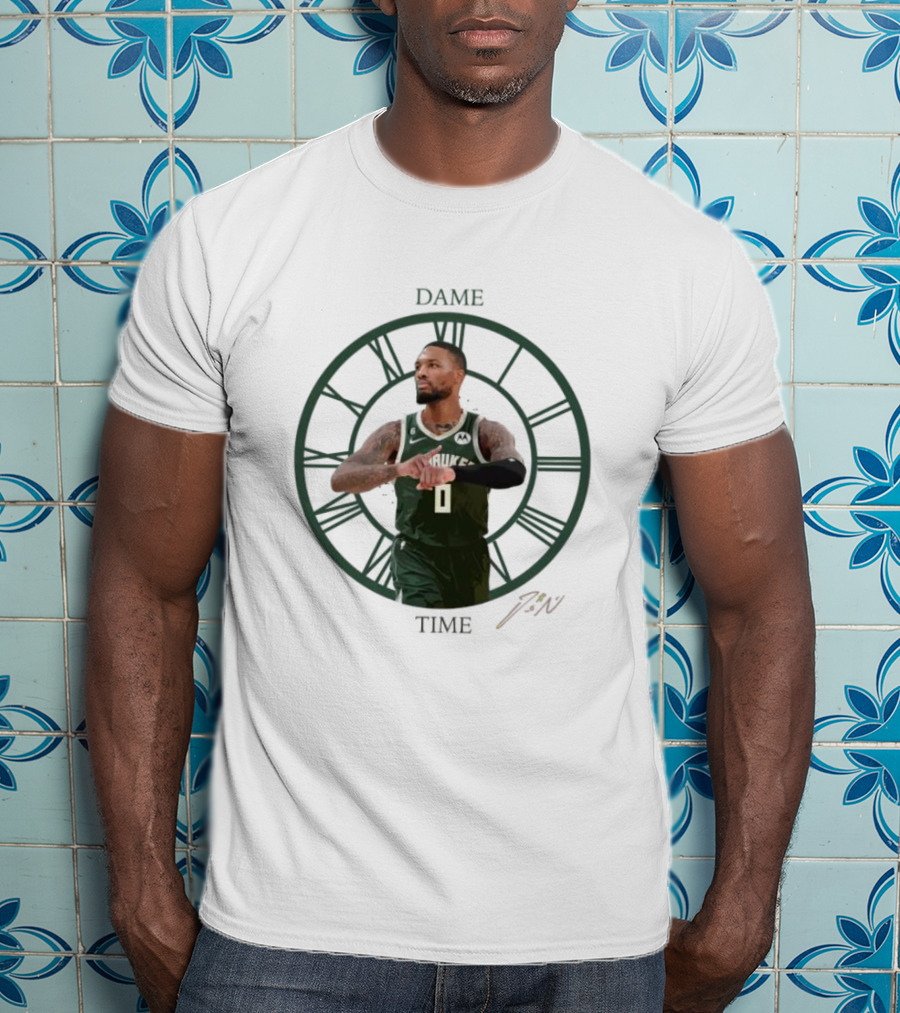 Dame Time Damian Lillard Signature Milwaukee Bucks T-Shirt