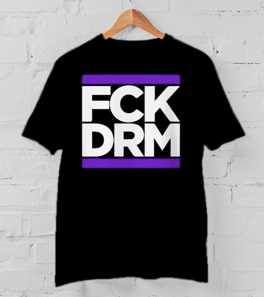 FCK DRM White Text On Purple T-Shirt