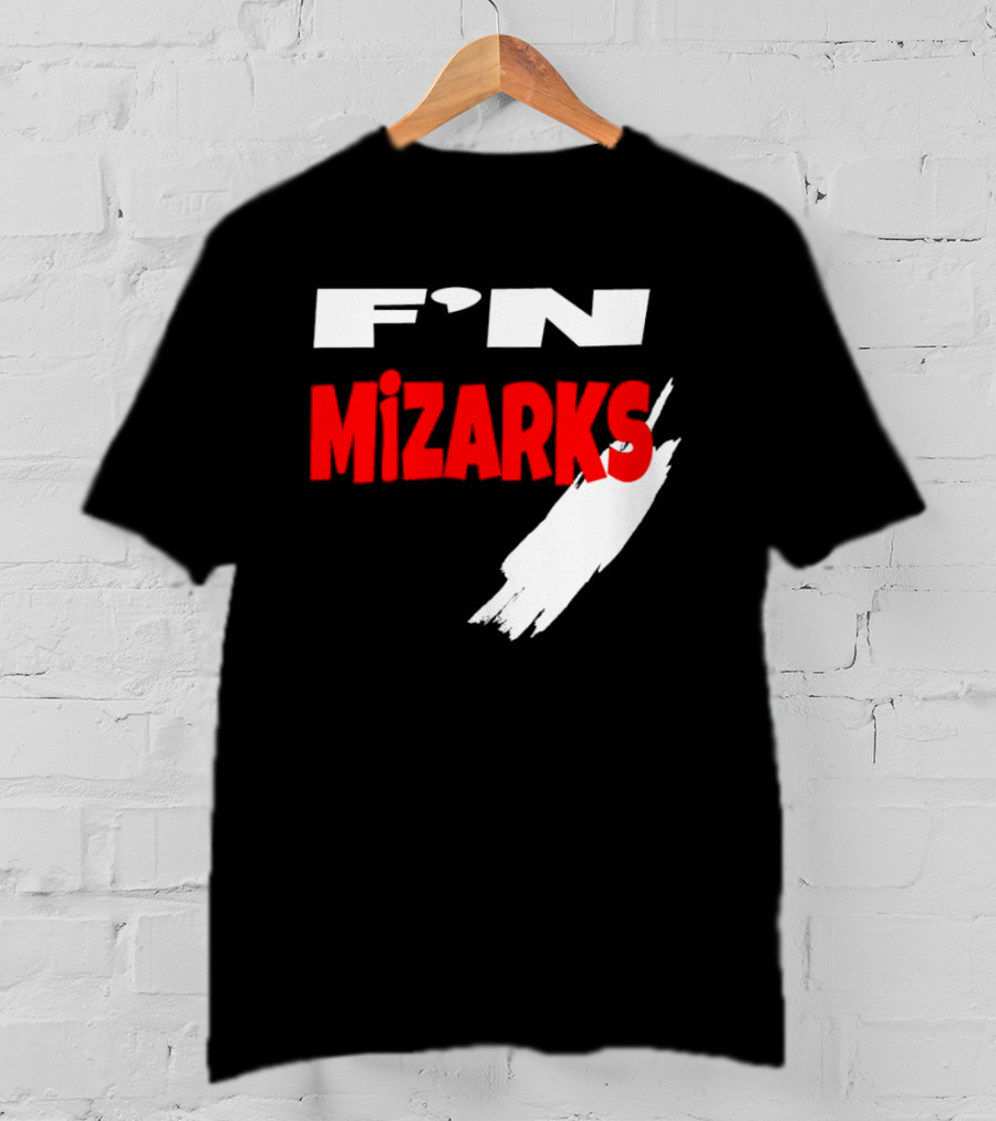 F'N Mizarks Bold Red And White Text With Brushstroke T-Shirt