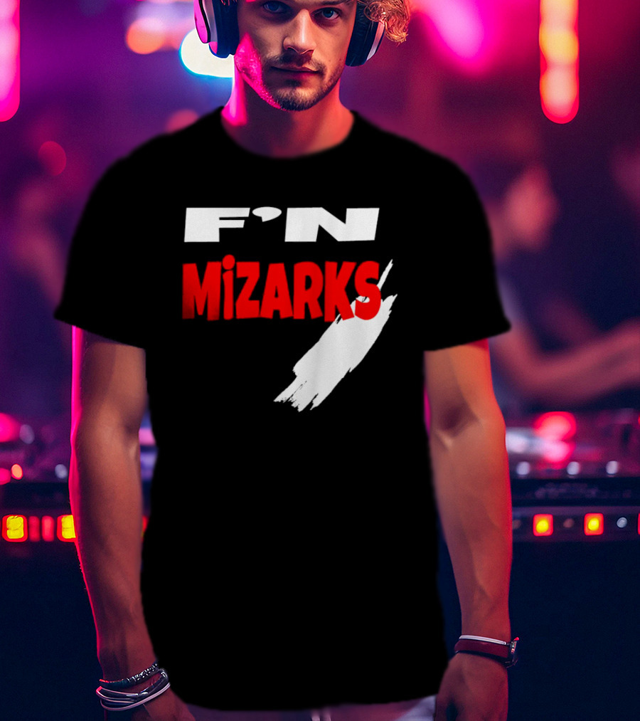 F'N Mizarks Bold Red And White Text With Brushstroke T-Shirt