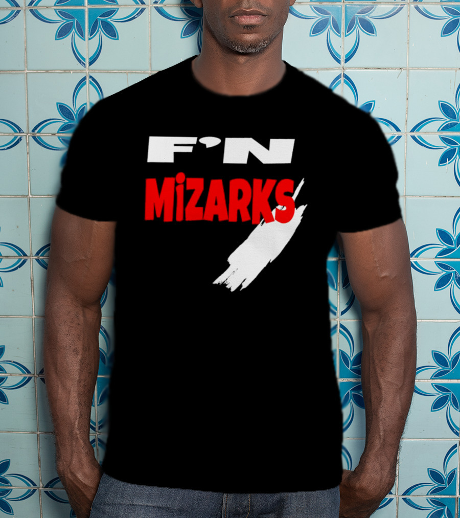 F'N Mizarks Bold Red And White Text With Brushstroke T-Shirt