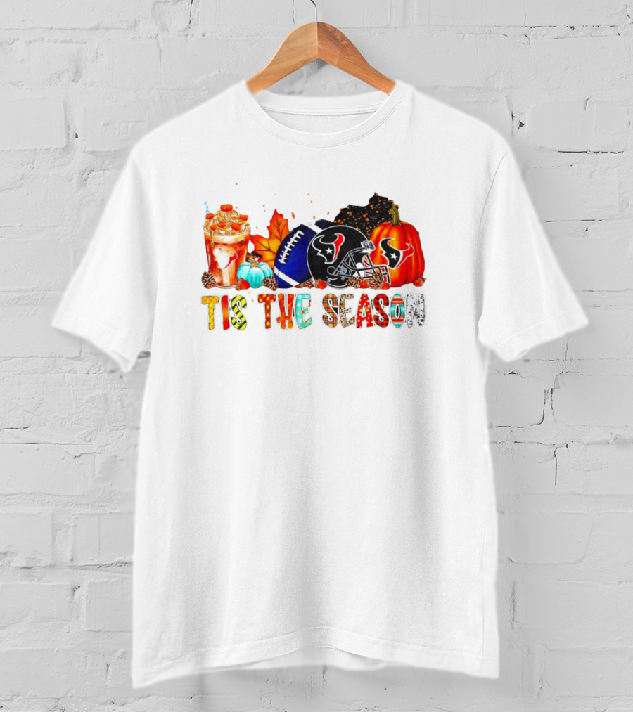 Houston Texans Tis The Season Halloween Football Pumpkins Fall Decor T-Shirt