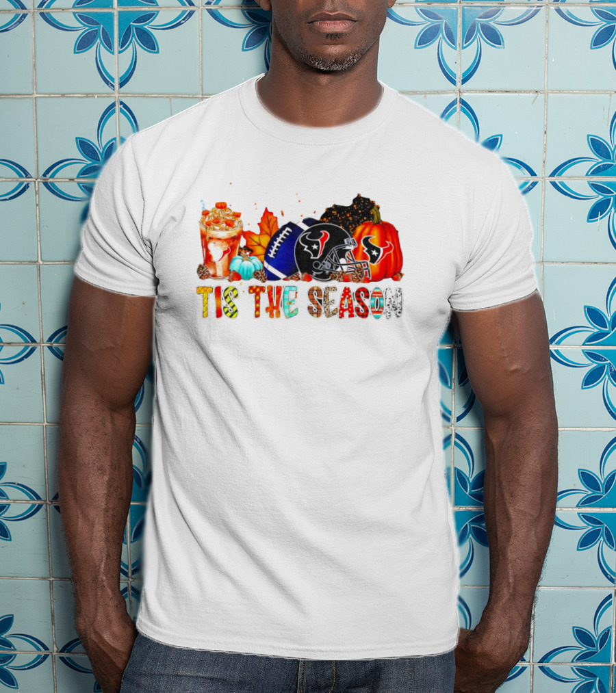 Houston Texans Tis The Season Halloween Football Pumpkins Fall Decor T-Shirt