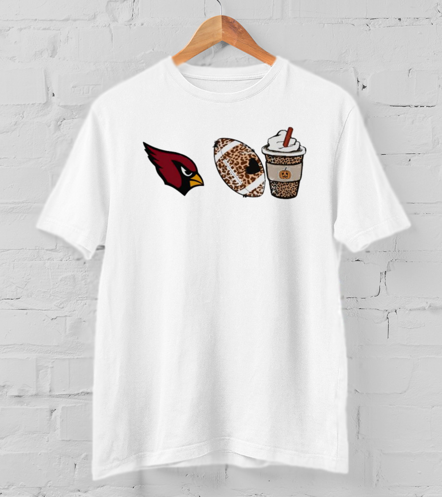 Arizona Cardinals Leopard Print Football Pumpkin Latte T-Shirt