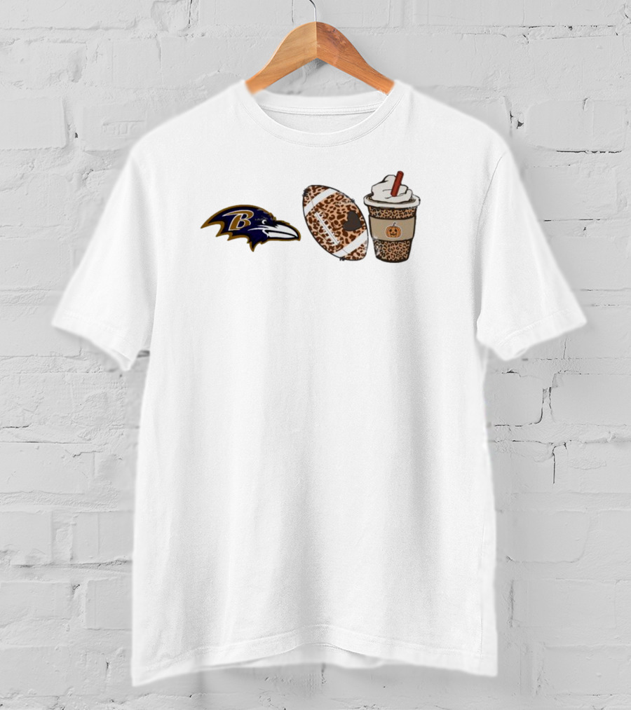 Baltimore Ravens Leopard Print Football Fall Season Coffee T-Shirt