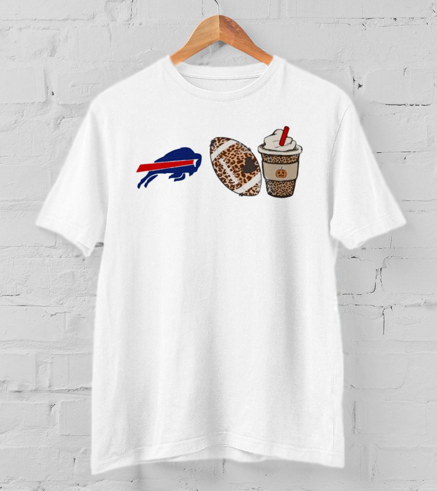 Buffalo Bills Fall Leopard Football Pumpkin Spice Coffee T-Shirt
