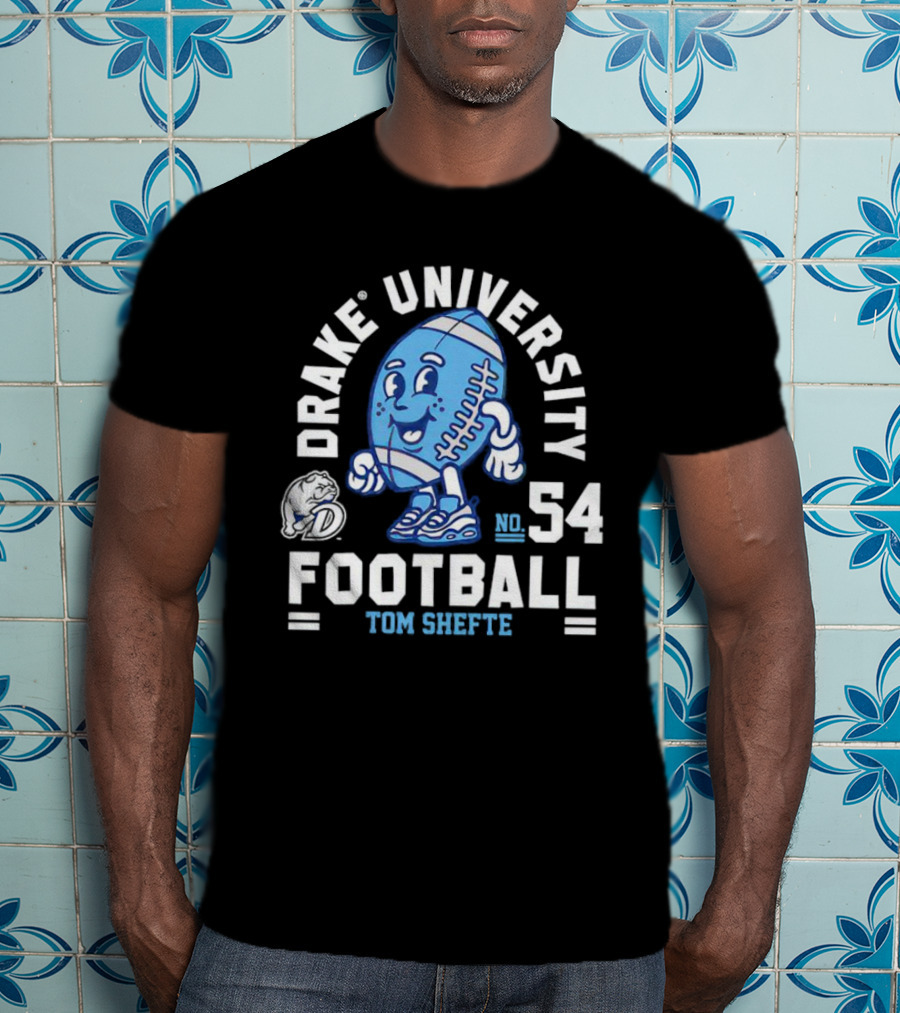 Drake University Football No 54 Tom Shefte T-Shirt