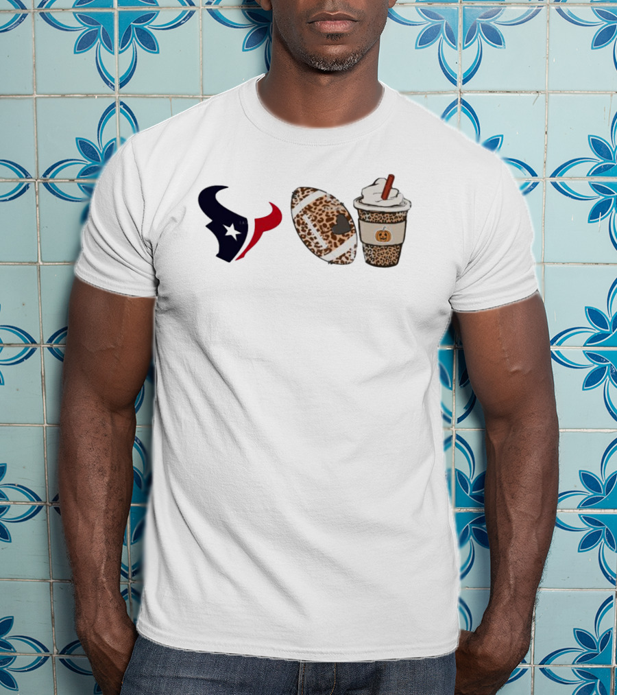 Houston Texans Leopard Football Fall Season Coffee Pumpkin T-Shirt