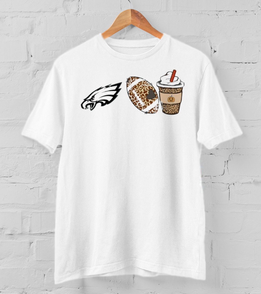 Philadelphia Eagles Leopard Football Fall Season Pumpkin Cup T-Shirt