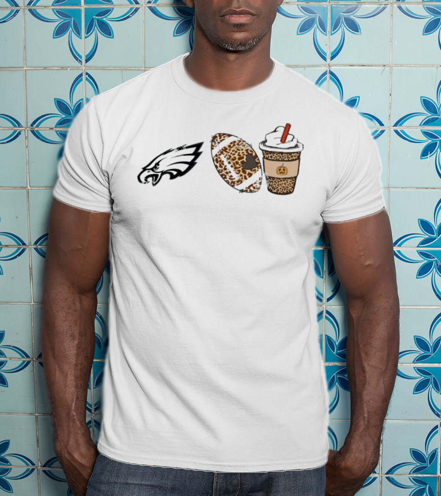 Philadelphia Eagles Leopard Football Fall Season Pumpkin Cup T-Shirt