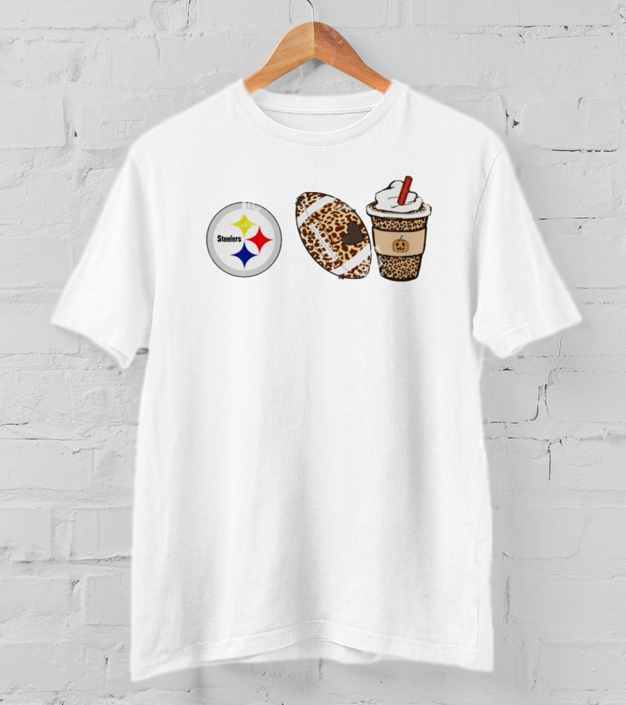 Pittsburgh Steelers Leopard Print Football Pumpkin Spice Fall Season T-Shirt