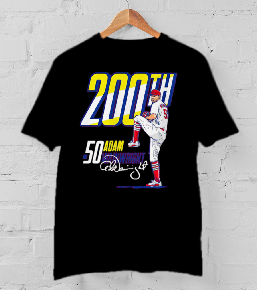 200th Win Adam Wainwright 50 Signature Baseball Player T-Shirt