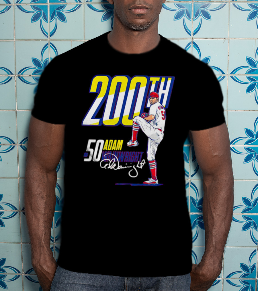 200th Win Adam Wainwright 50 Signature Baseball Player T-Shirt