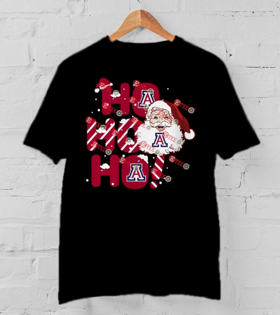 Arizona Wildcats Santa Claus Ho Ho Ho Christmas Holiday Spirit T-Shirt