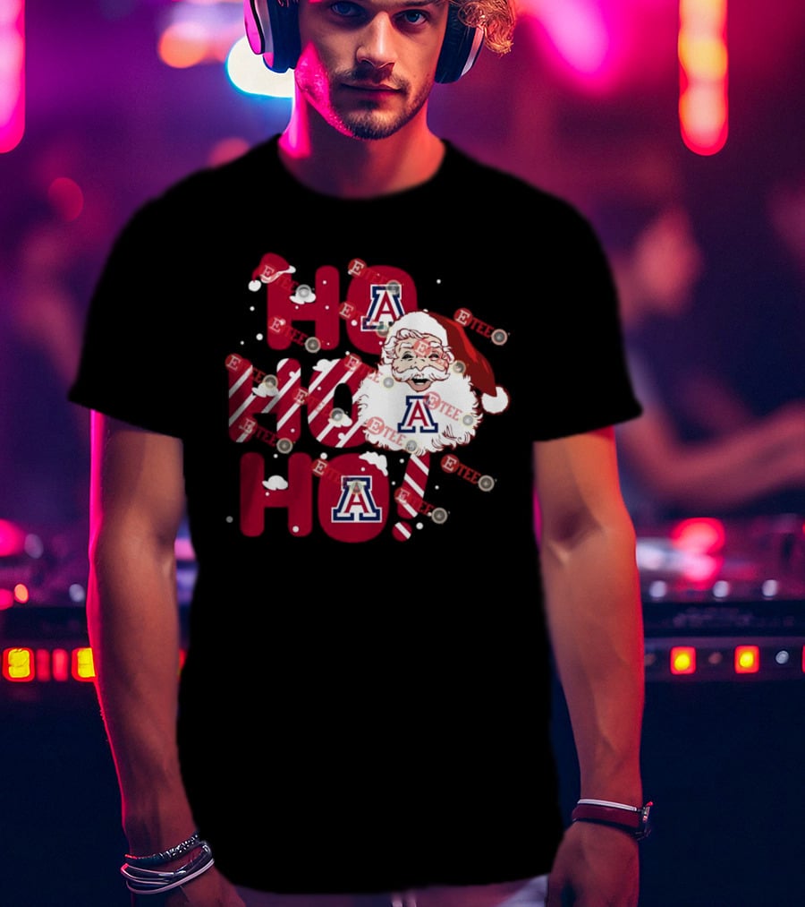 Arizona Wildcats Santa Claus Ho Ho Ho Christmas Holiday Spirit T-Shirt